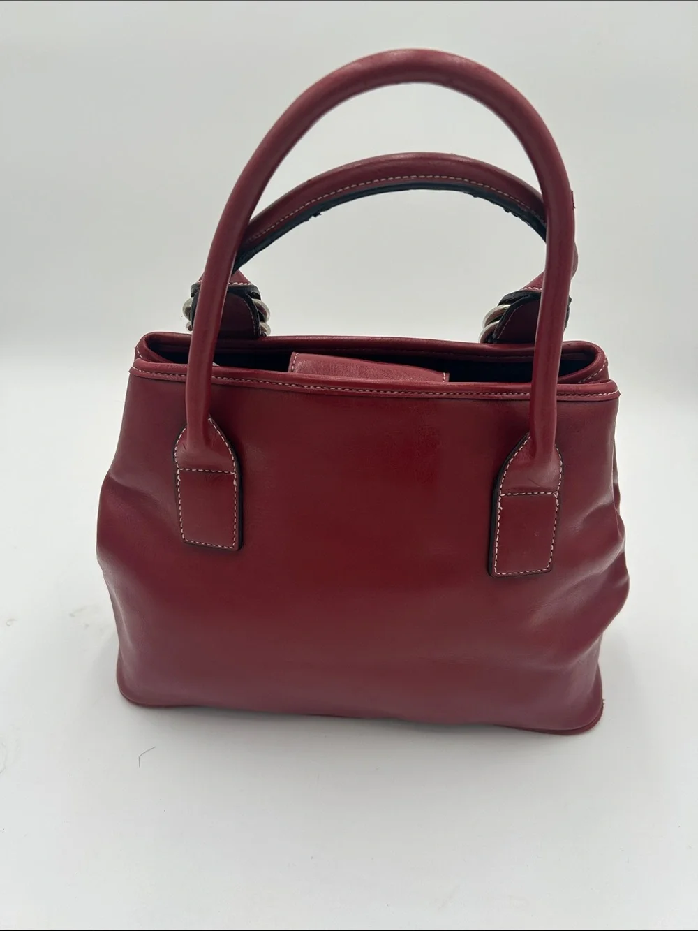 Y2K Tommy Hilfiger Classic Red Soft Leather Satchel Handbag